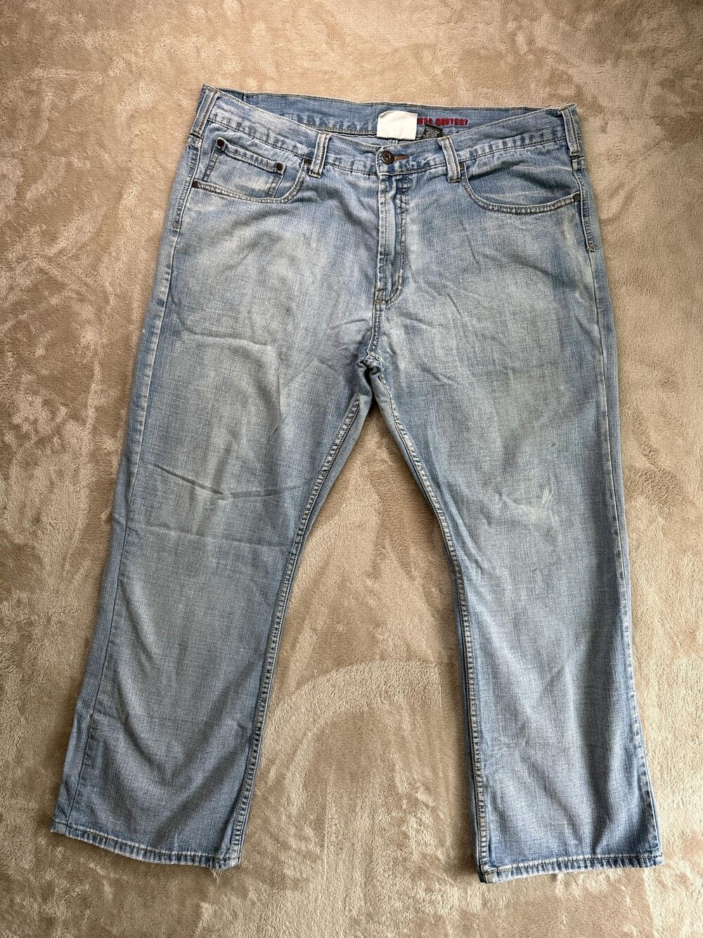 Urban Pipeline Jeans Mens 38x30 Light Wash Loose Bootcut Denim Distressed